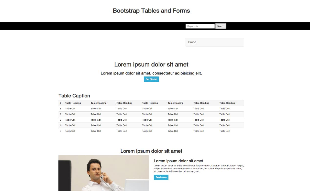 Form & Table Template screenshot